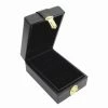 Gem Parcel And Diamond Paper Box Black Leather Small 3 Compartment Storage Case